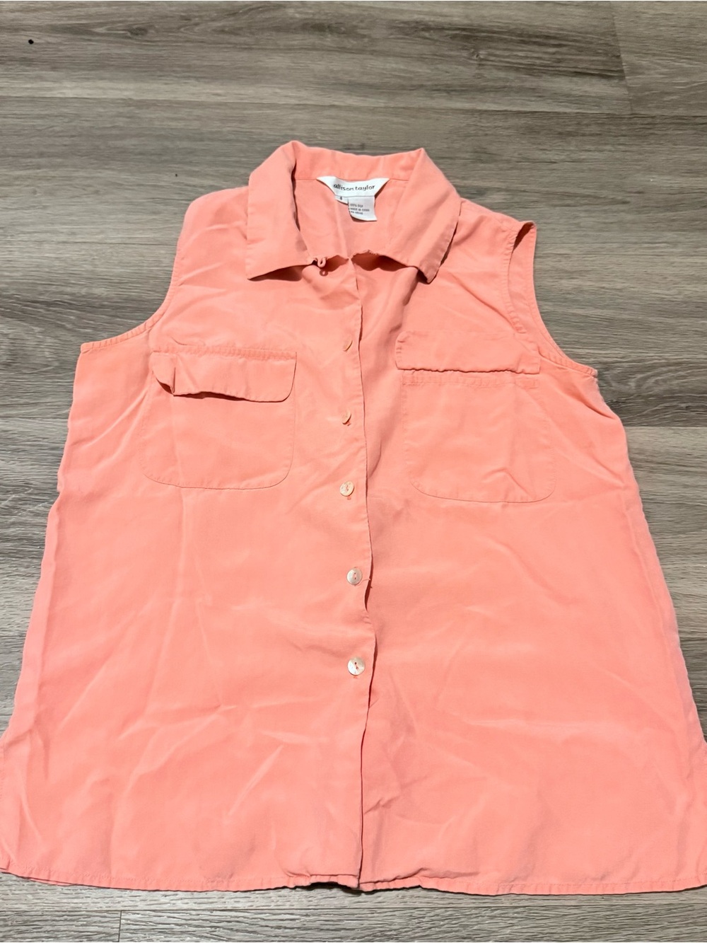 Allison Taylor Coral Sleeveless Button-Down Shirt
